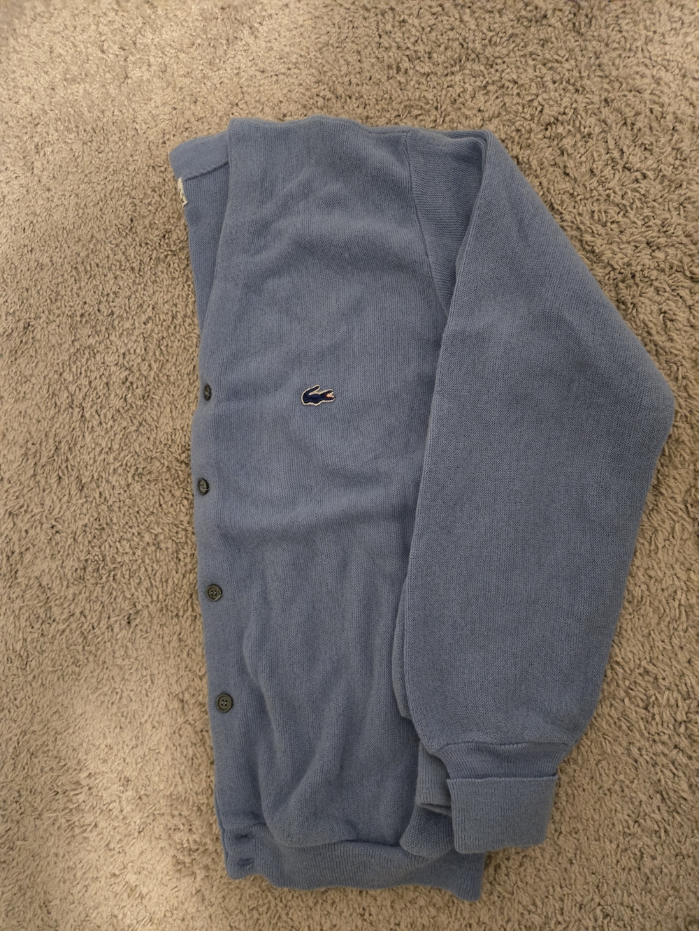 Izod Lacoste Men's Blue Button-Up Cardigan Sweater - Ultra Rare Vintage